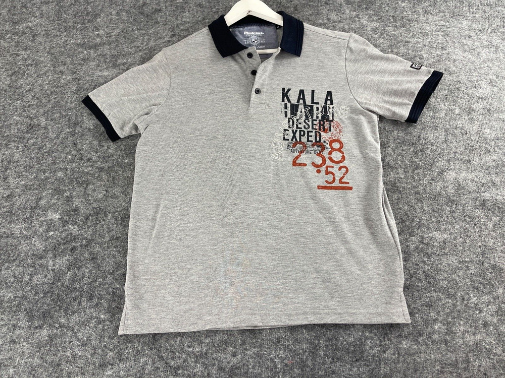 Monte Carlo Polo Shirt Mens Medium Gray Embroidered Team Cotton S/S N327